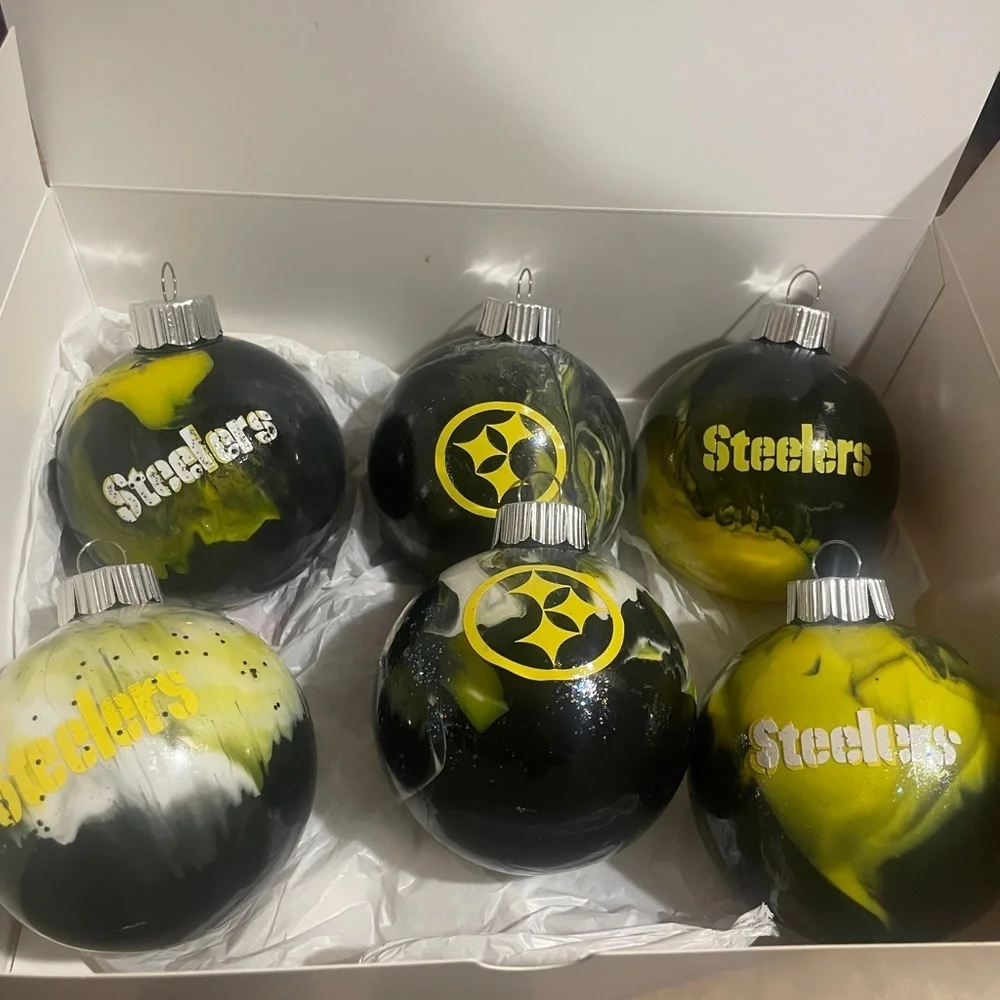 Steelers Black and Yellow Holiday Ornament Set
